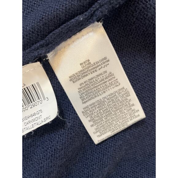 BCBGMAXAZRIA Merino Wool Blend Navy Blue Draped Asymmetrical Open Cardigan Sz S - Picture 5 of 6